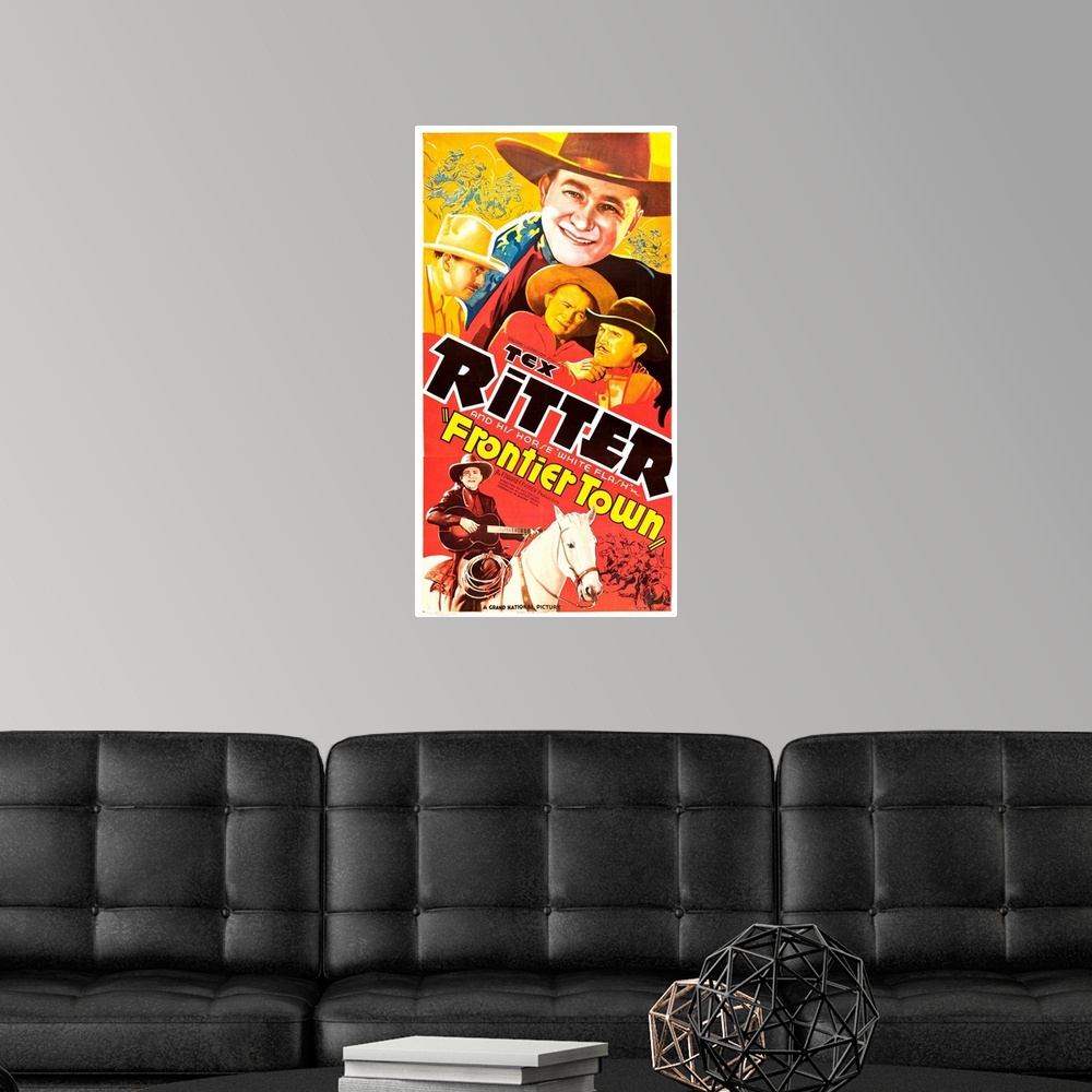 A modern room featuring Frontier Town - Vintage Movie Poster