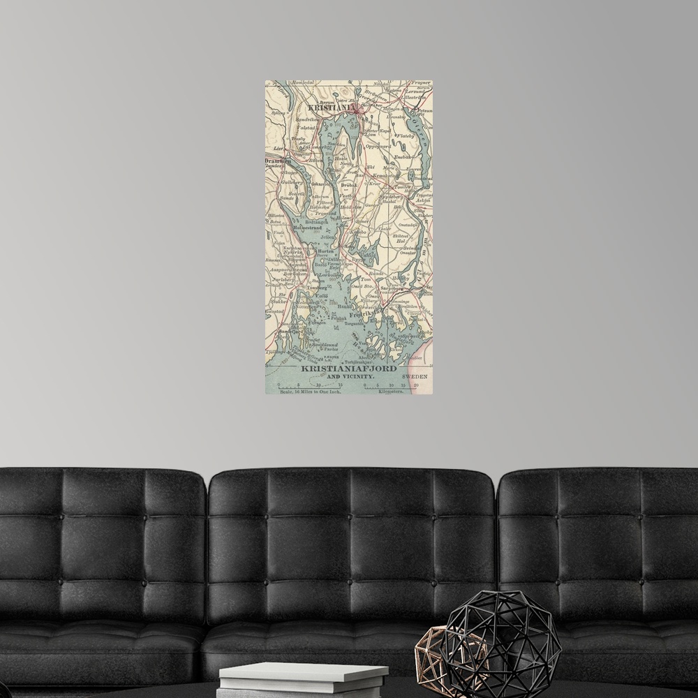 A modern room featuring Kristianiafjord and Vicinity - Vintage Map
