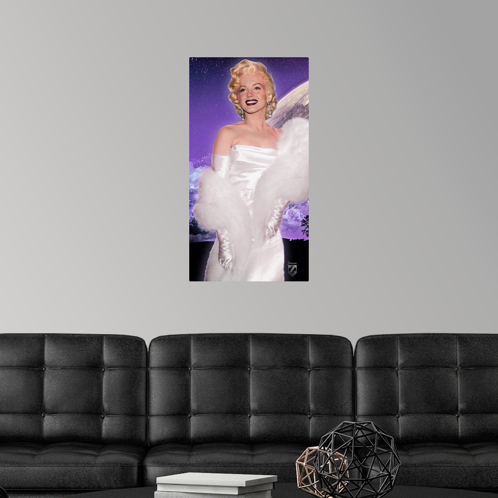 A modern room featuring Marilyn Monroe Snowy White Dress