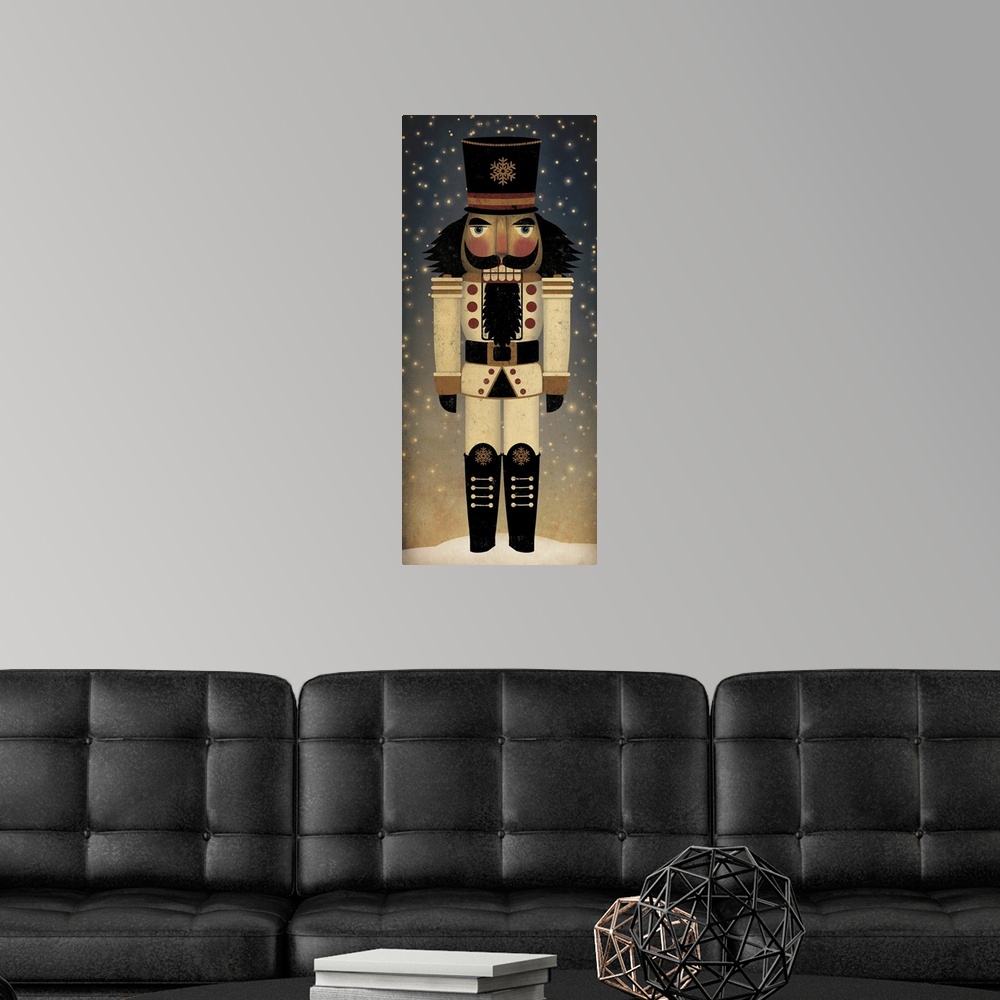 A modern room featuring Nutcracker IV - nighttime background
