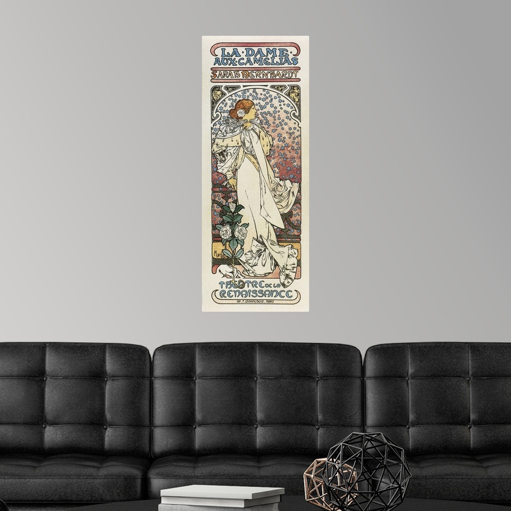 A modern room featuring MUCHA, Alphonse Maria (1860-1939). The Lady of the Camellias. 1896. Modernism. Litography. -