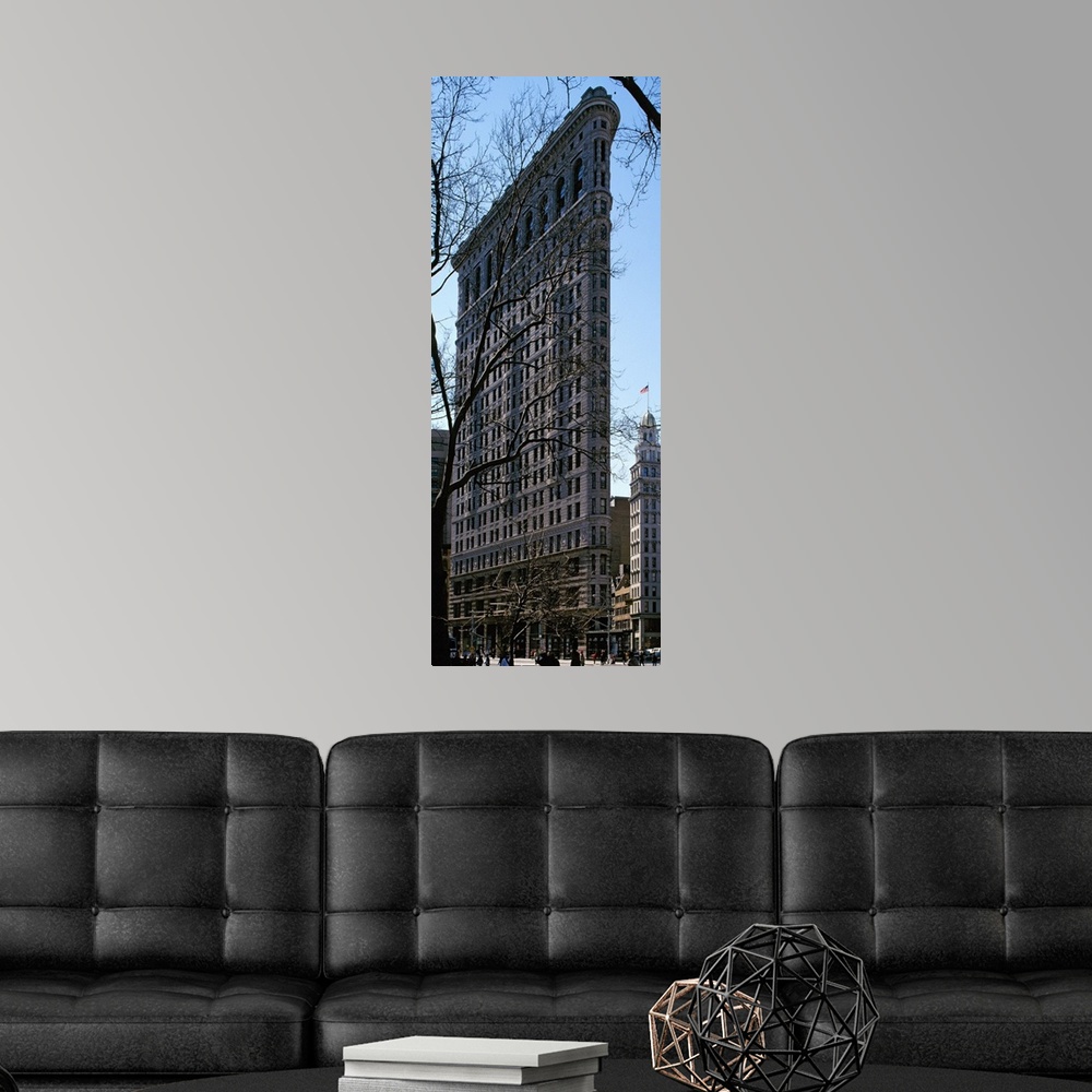 A modern room featuring Tall canvas photo of a famous thin building in NYC.
