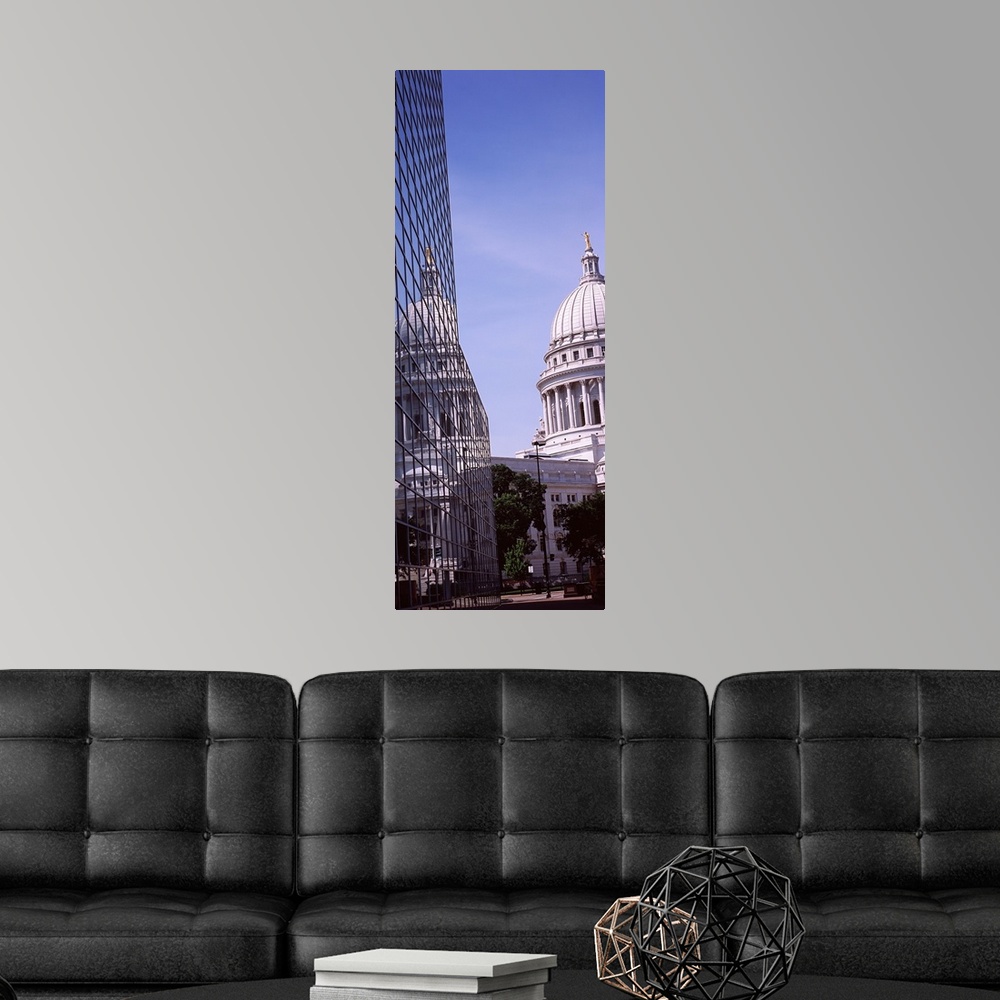 A modern room featuring Low angle view of a government building, Wisconsin State Capitol, Madison, Wisconsin,