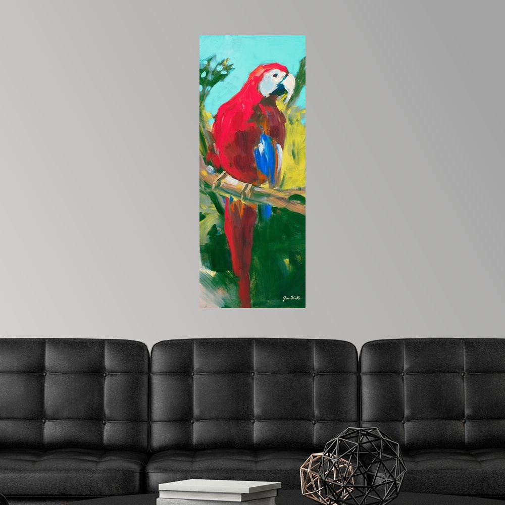 A modern room featuring Tropic Parrots II