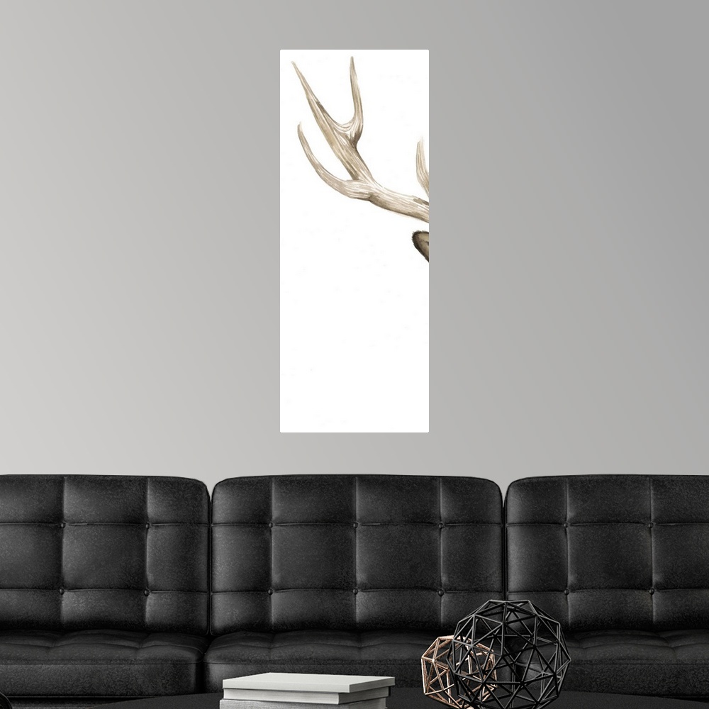 A modern room featuring Triptych Elk I