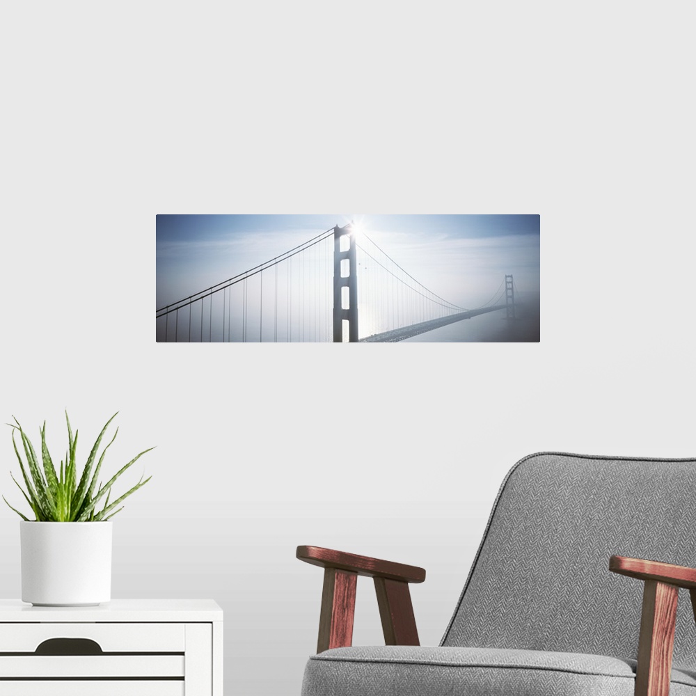 A modern room featuring California, San Francisco, Golden Gate Bridge In Foggy Morning Light