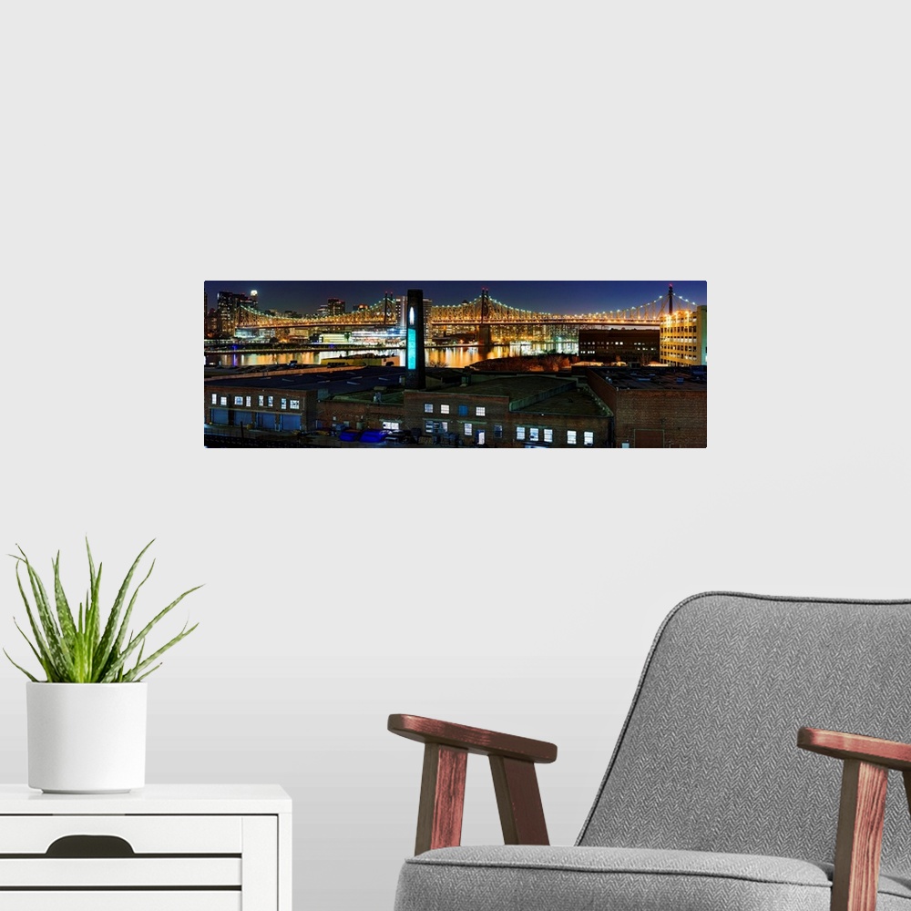 A modern room featuring Queensboro Bridge Panoramic View