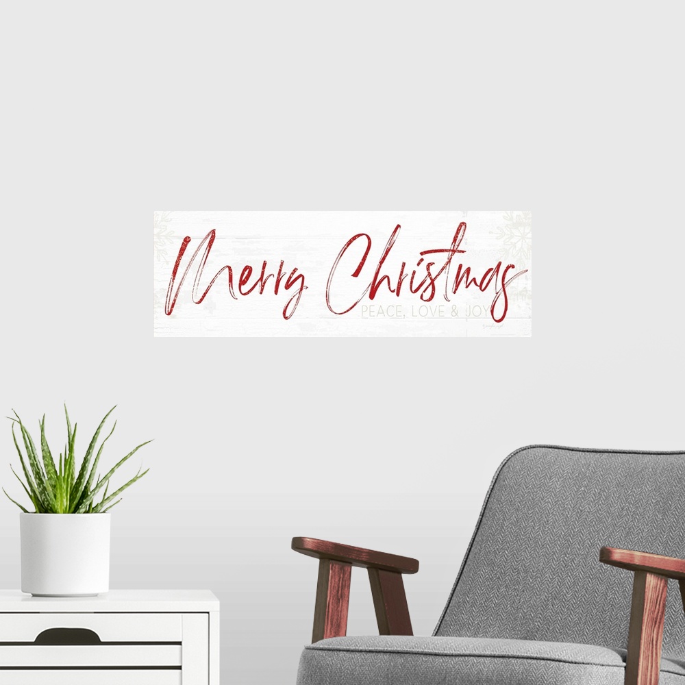 A modern room featuring Merry Christmas - Red