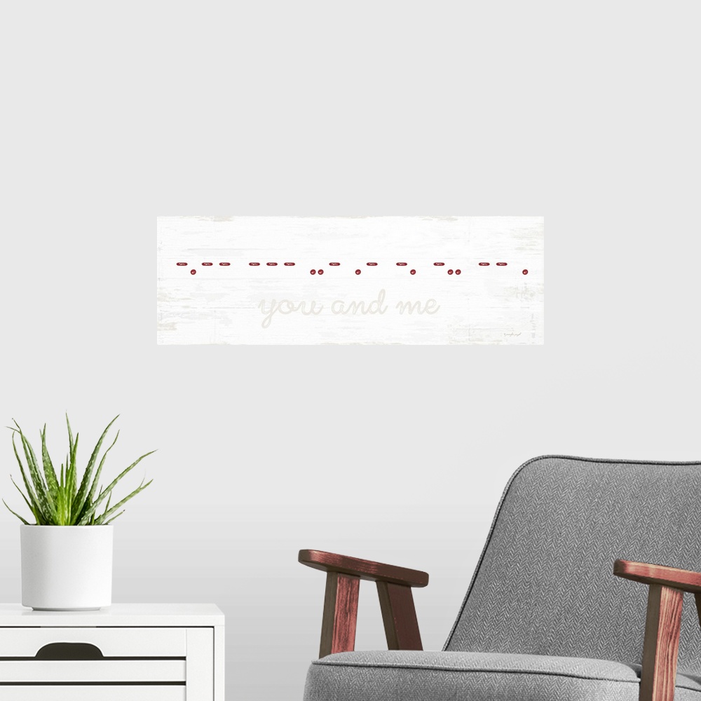 A modern room featuring You and Me Morse Code