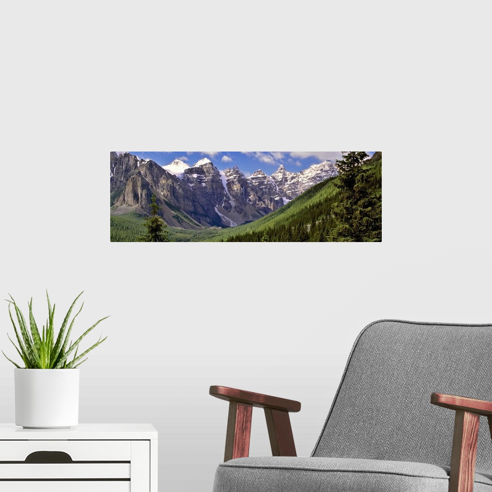 A modern room featuring Canada, Alberta, Banff NP. The Valley of the Ten Peaks is the gateway to beautiful Moraine Lake i...
