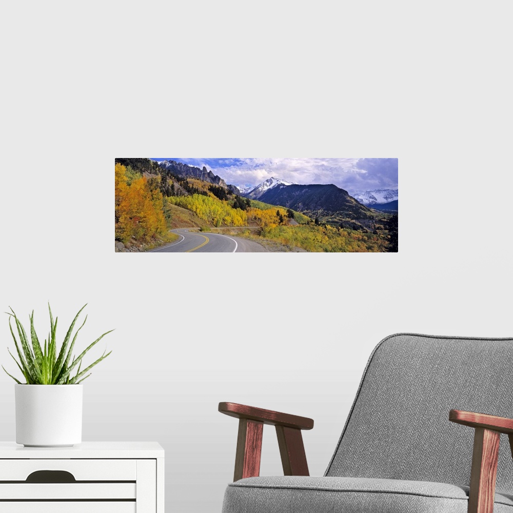 A modern room featuring USA, Colorado, Telluride. Highway 145 twists through the San Juan Mountains near Telluride, Color...
