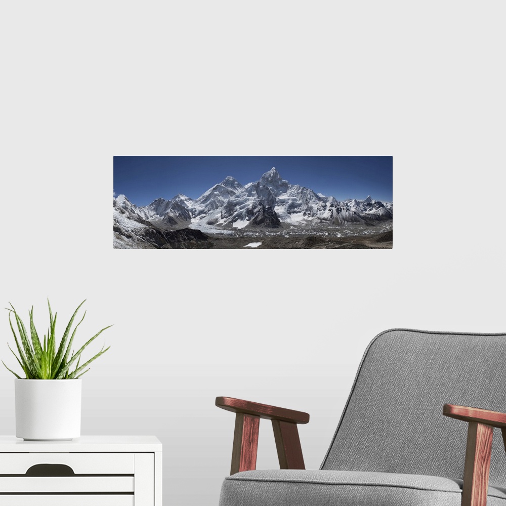 A modern room featuring Everest Himalayan Range viewed from Kala Pattar mountain.