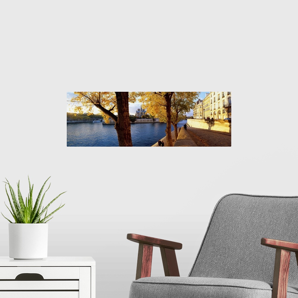 A modern room featuring France, Paris, View of Senna river from Ile Saint Louis towards Notre Dame