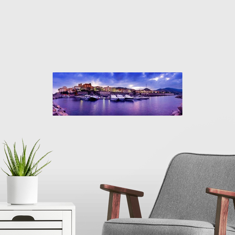 A modern room featuring Italy, Calabria, Tyrrhenian coast, Diamante, View from the pier