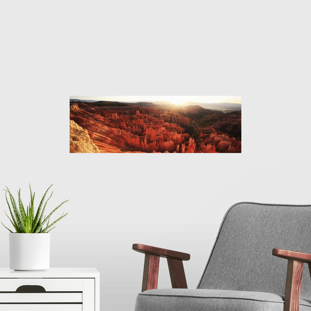 A modern room featuring Utah, Bryce Canyon National Park, Panoramic view of Bryce Canyon at sunrise