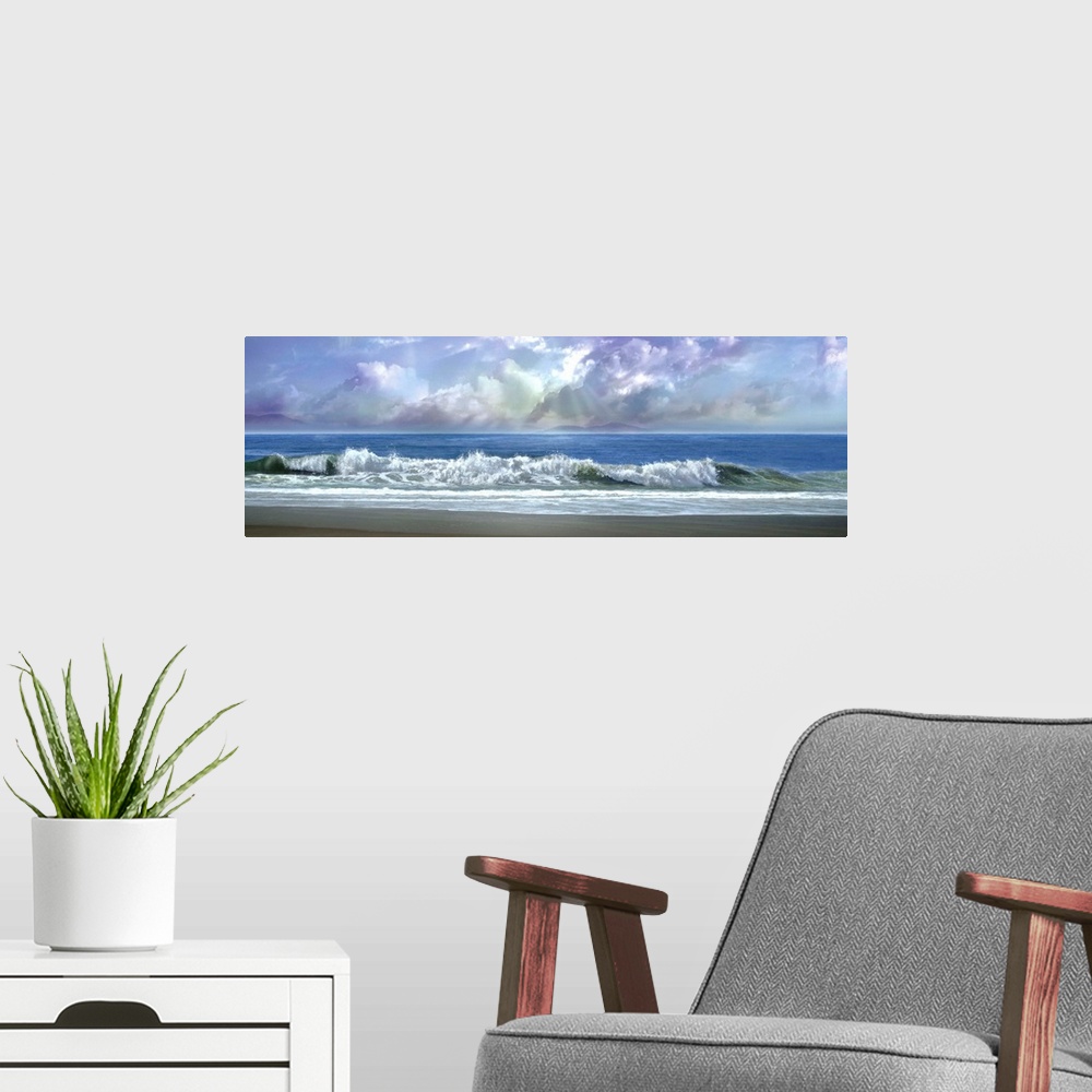A modern room featuring Watching the Clouds