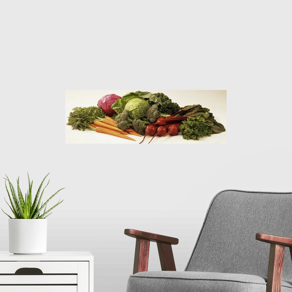 A modern room featuring Assorted vegetables