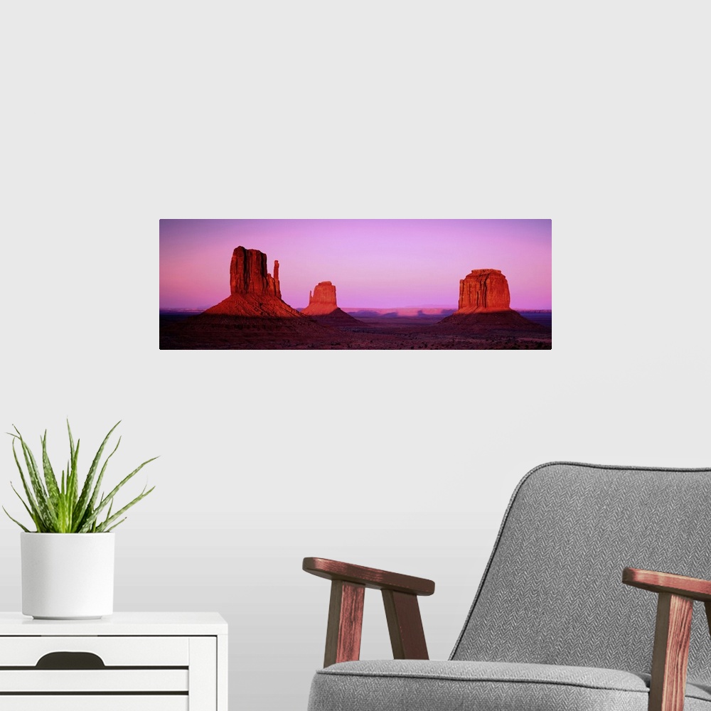 A modern room featuring The Mittens, Monument Valley, Utah