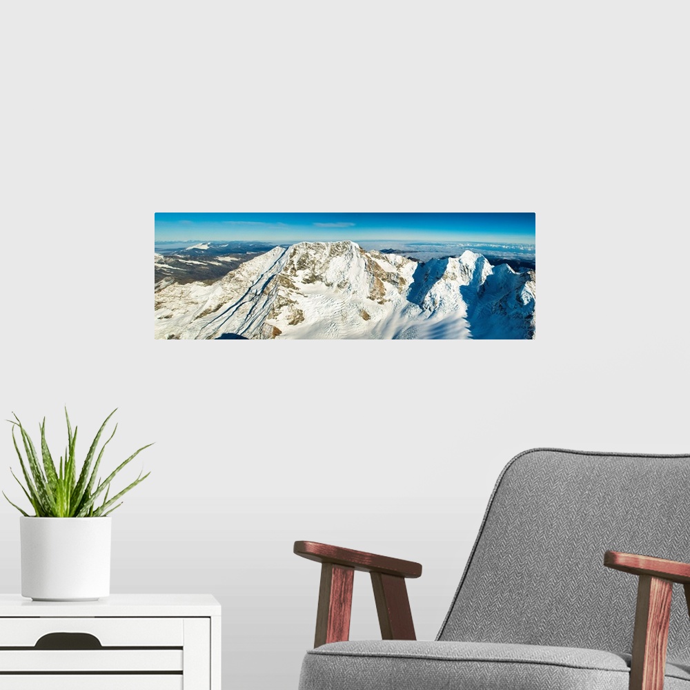 A modern room featuring Aerial View Of Mt. Cook And Mt. Tasman, New Zealand
