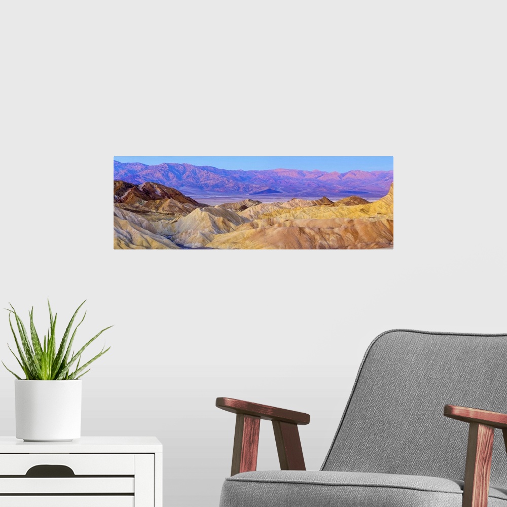 A modern room featuring USA, California, Death Valley National Park, Zabriskie Point, Panamint Range of mountains beyond.