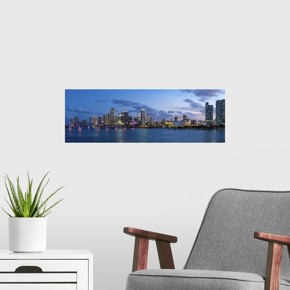 A modern room featuring Downtown Miami skyline, Miami, Florida, USA, North America.