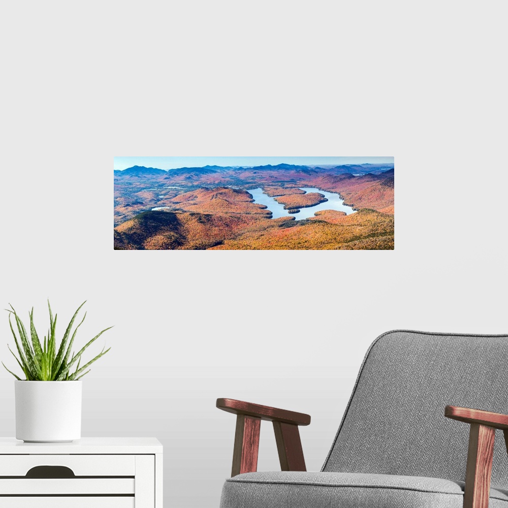 A modern room featuring USA, New York, Adirondack Mountains, Wilmington, Whiteface Mountain, view towards Lake Placid, au...