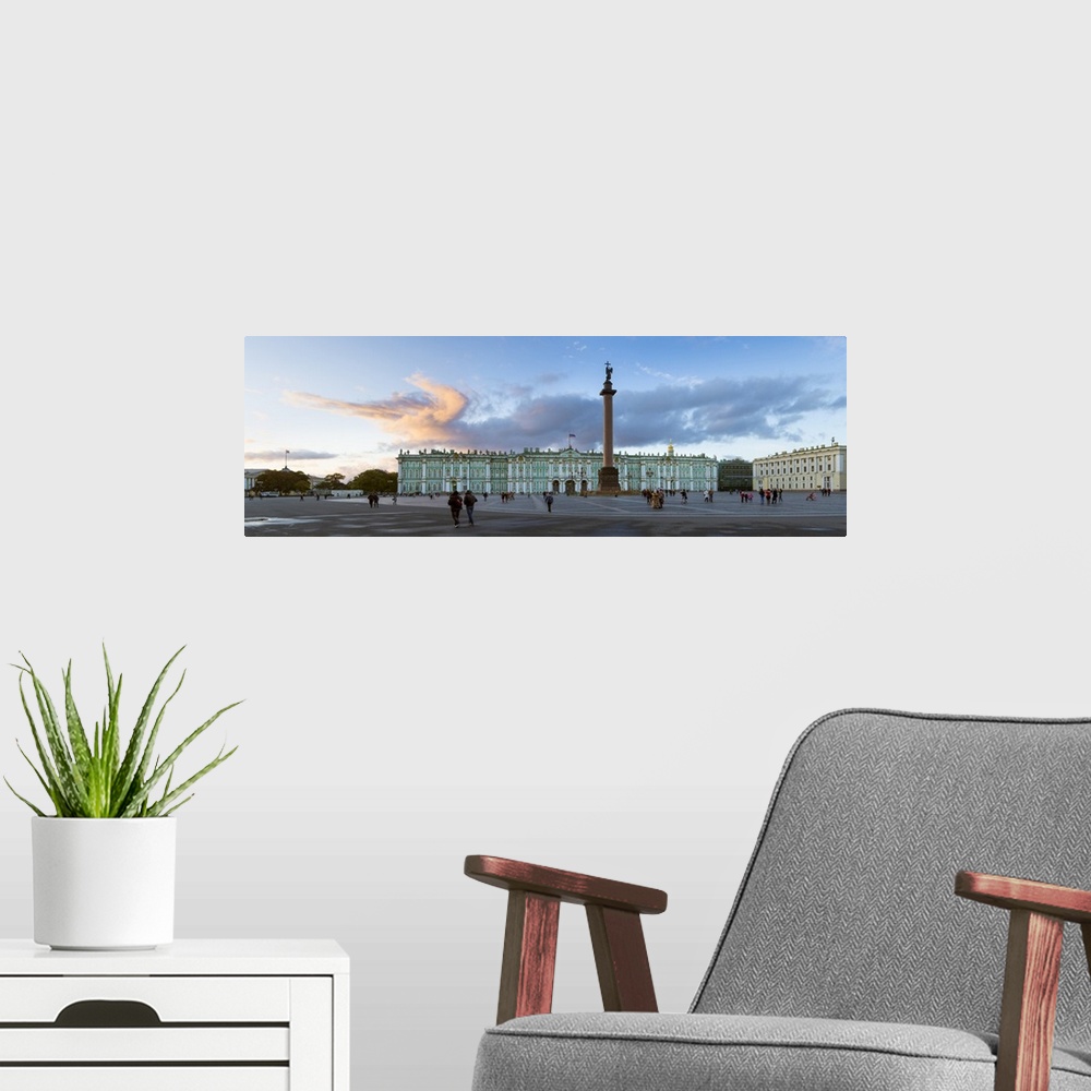 A modern room featuring Russia, Saint Petersburg, Palace Square, Alexander Column and the Hermitage, Winter Palace.