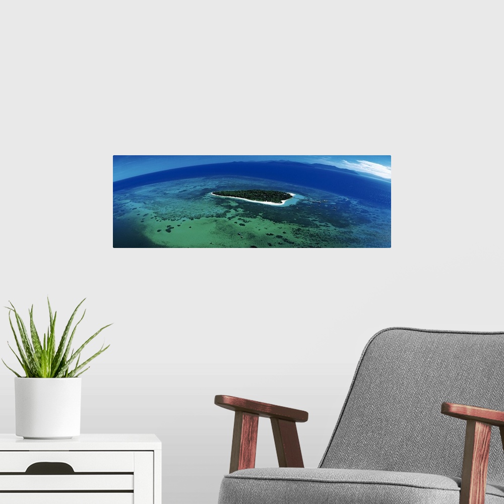 A modern room featuring Aerial Green Island Great Barrier Reef Australia