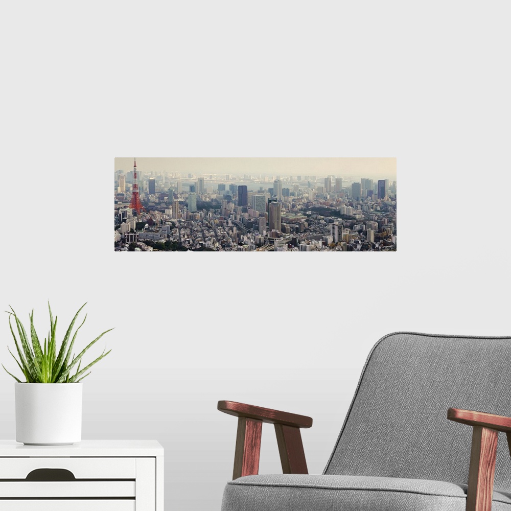 A modern room featuring Aerial view of a city, Mori Tower, Roppongi Hills, Tokyo Prefecture, Japan