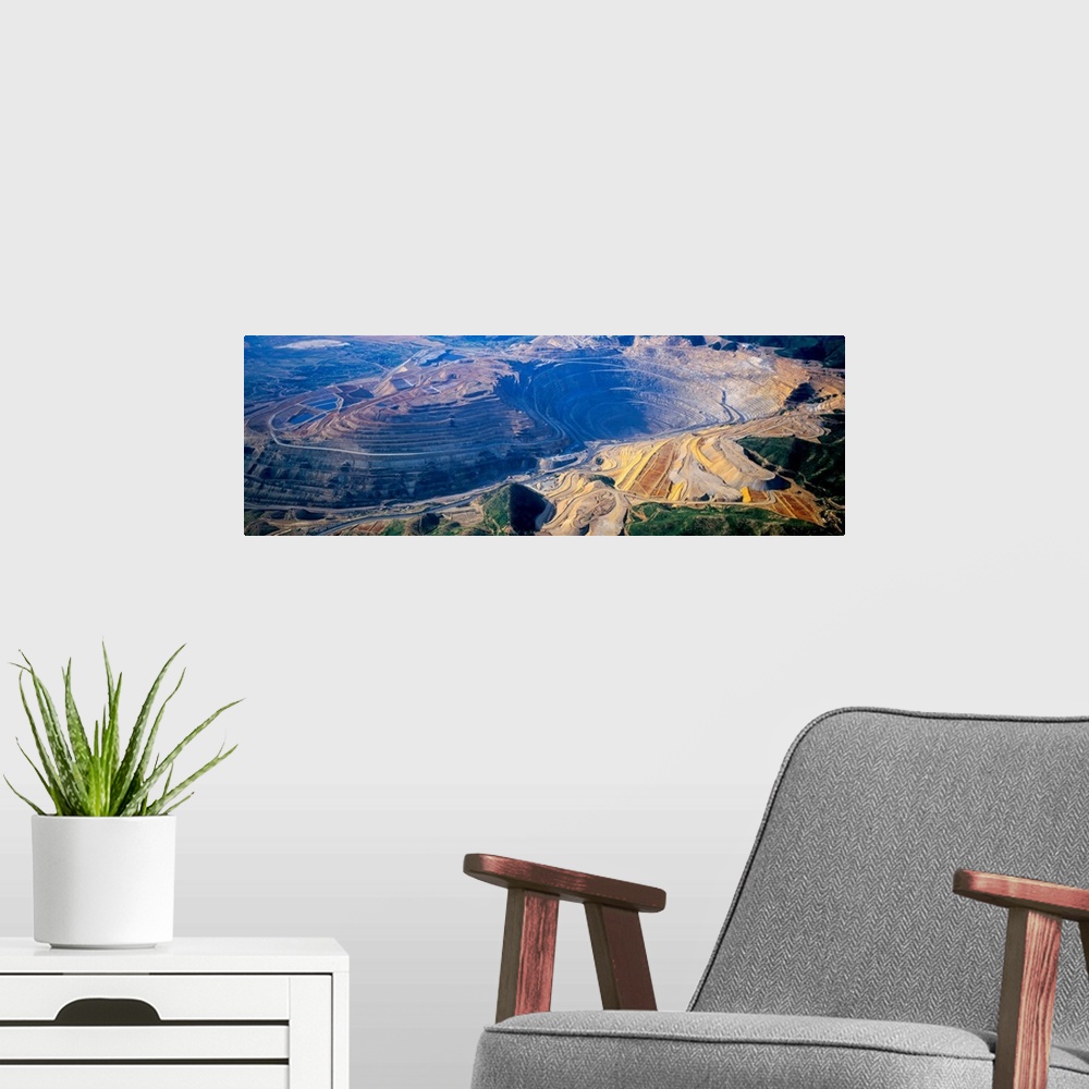 A modern room featuring Aerial view of copper mines, Utah