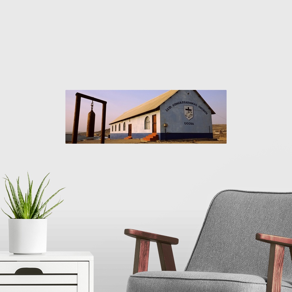 A modern room featuring Bell in front of a church Luderitz Karas Region Namibia