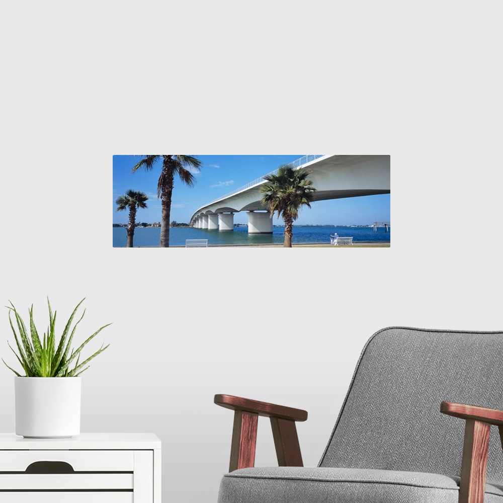 A modern room featuring Bridge across a bay, John Ringling Causeway Bridge, Sarasota Bay, Sarasota, Florida