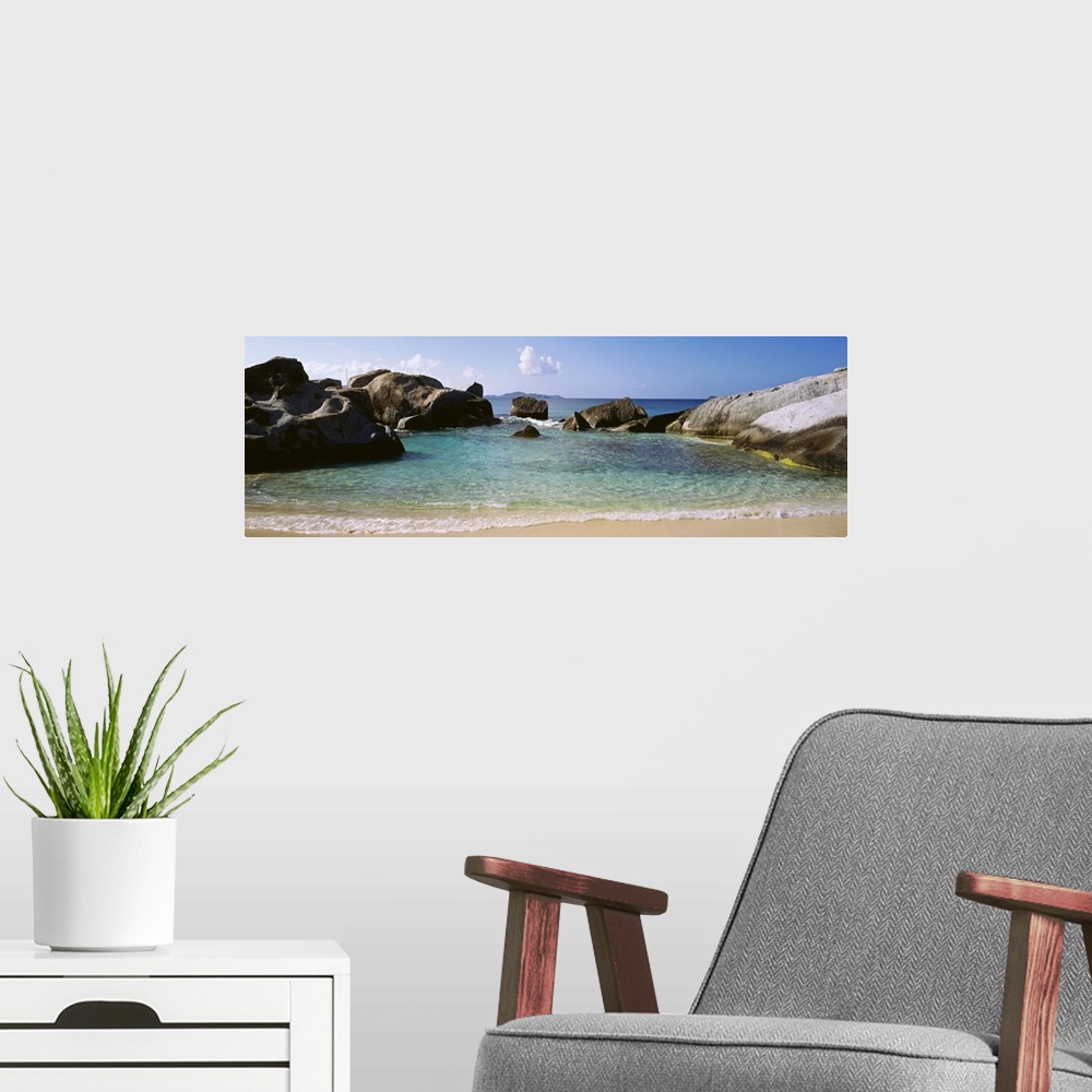 A modern room featuring British Virgin Islands, Virgin Gorda, Rock on the beach