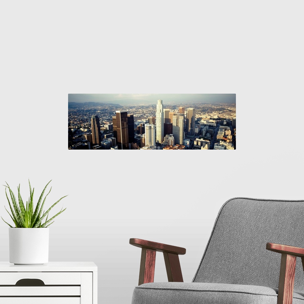 A modern room featuring California, Los Angeles, Aerial view of a city