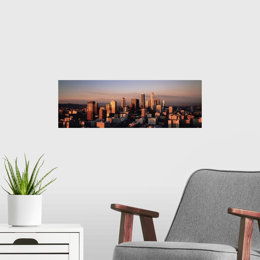 A modern room featuring California, Los Angeles, Skyline at dusk