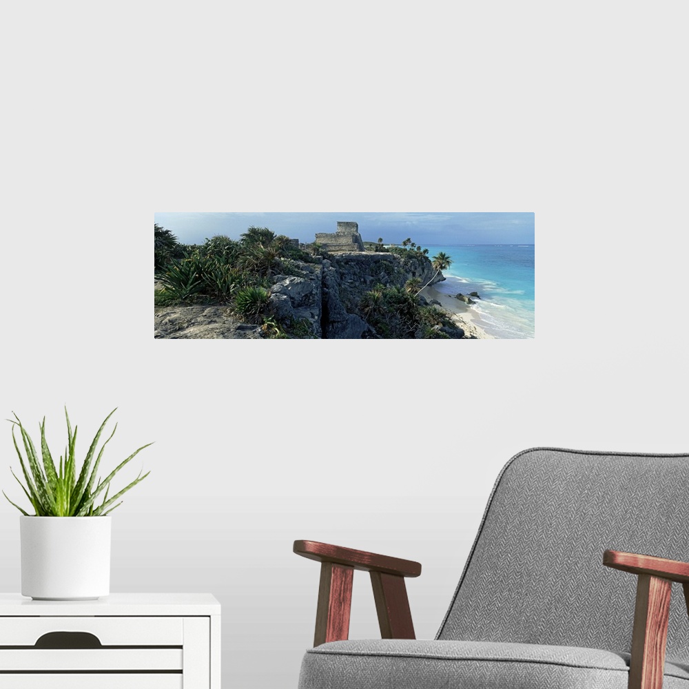 A modern room featuring Castle on a cliff, El Castillo, Tulum, Yucatan, Mexico
