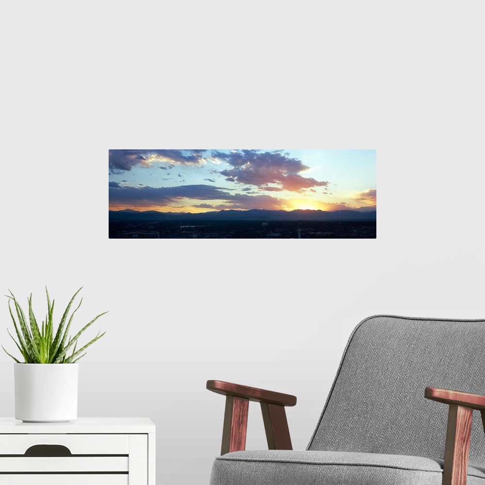 A modern room featuring City at the sunrise, Denver, Colorado,