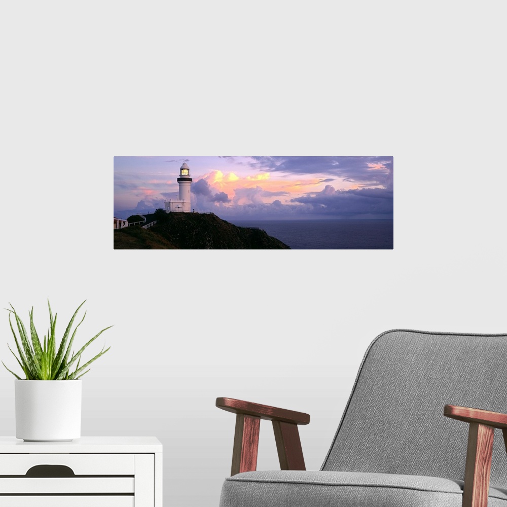 A modern room featuring Clouds over a lighthouse, Cape Byron Lighthouse, New South Wales, Australia