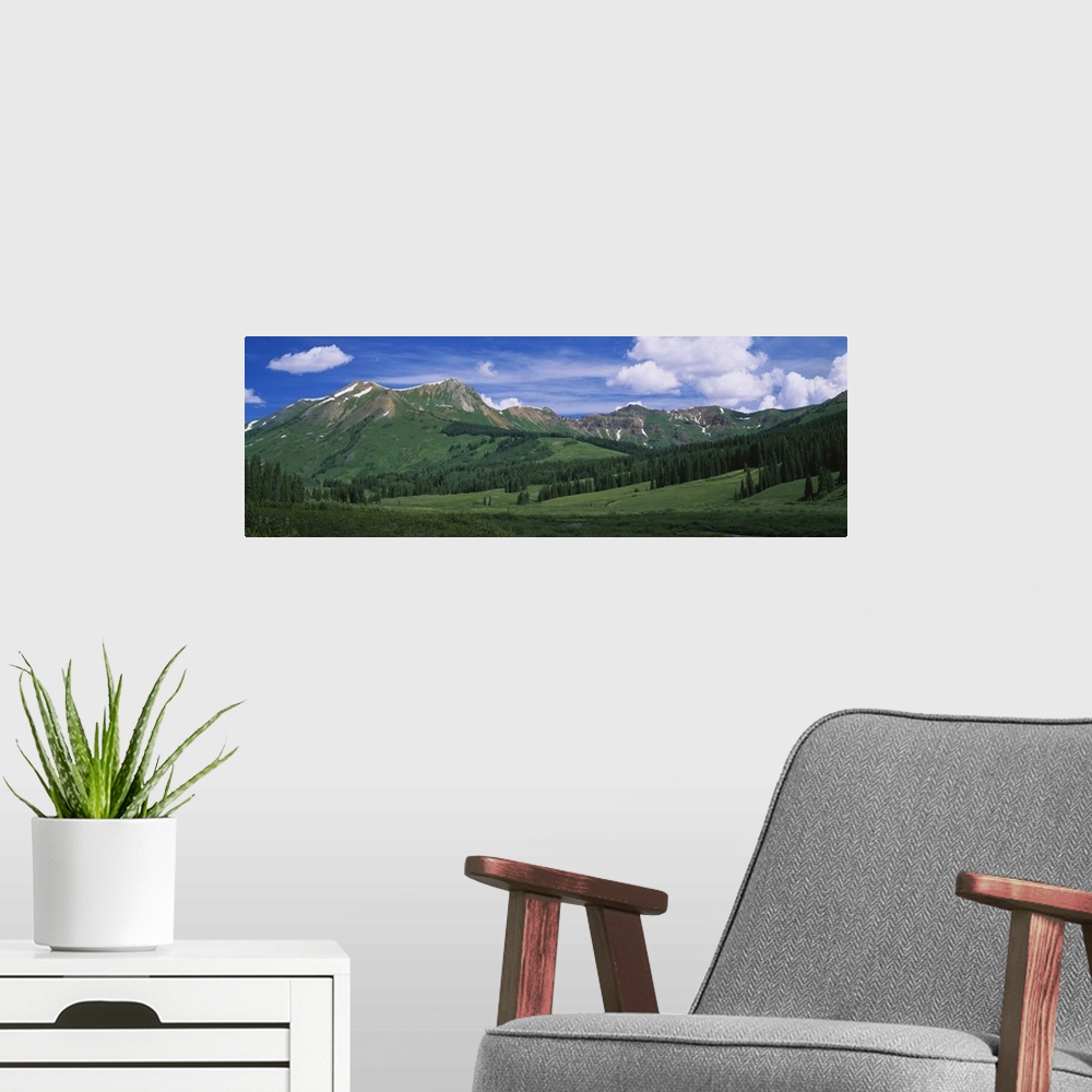 A modern room featuring Clouds over a mountain range, Mt. Bellview, White River National Forest, Colorado