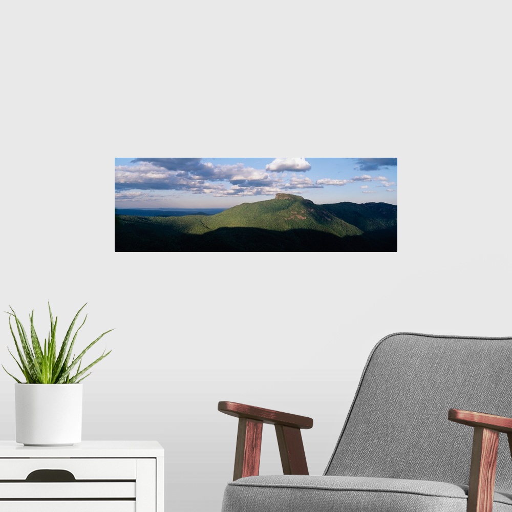 A modern room featuring Clouds over mountains, Table Rock, Linville Gorge Wilderness, Pisgah National Forest, North Carolina