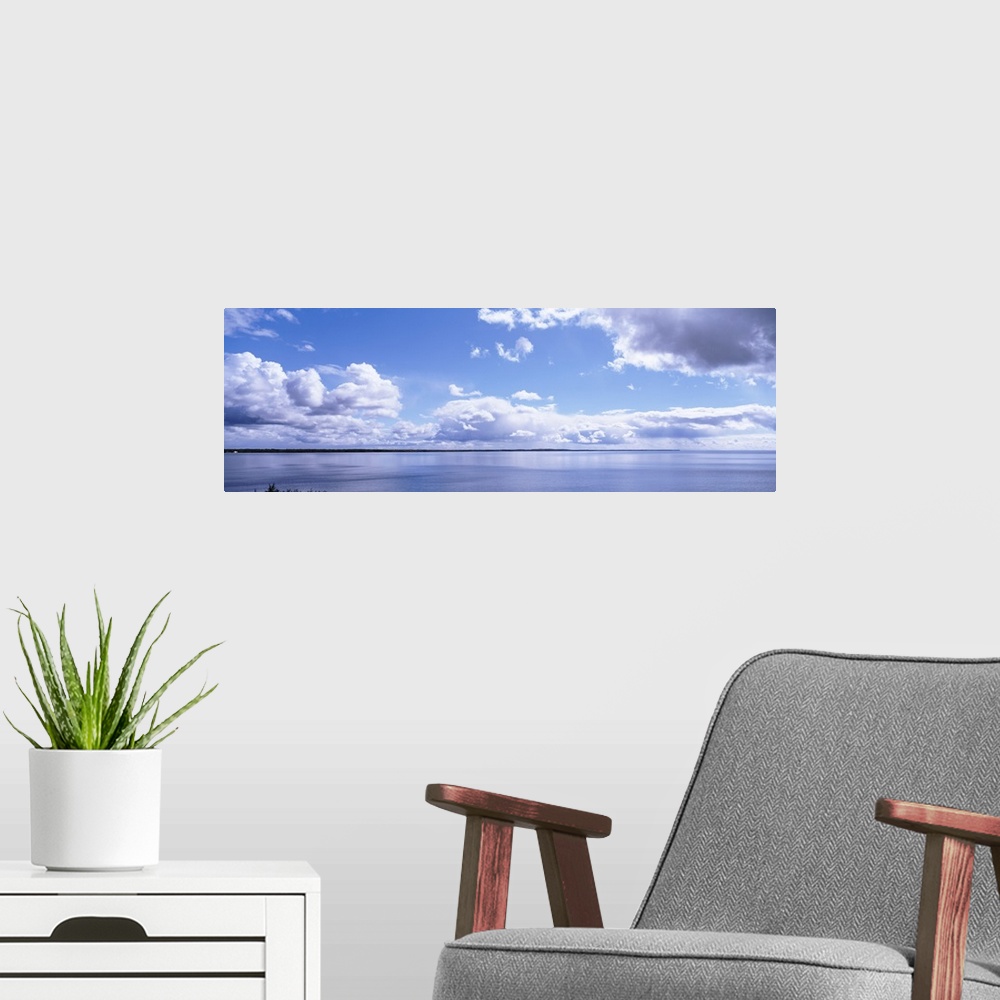 A modern room featuring Clouds over the lake, Route 2, Lake Michigan, Michigan