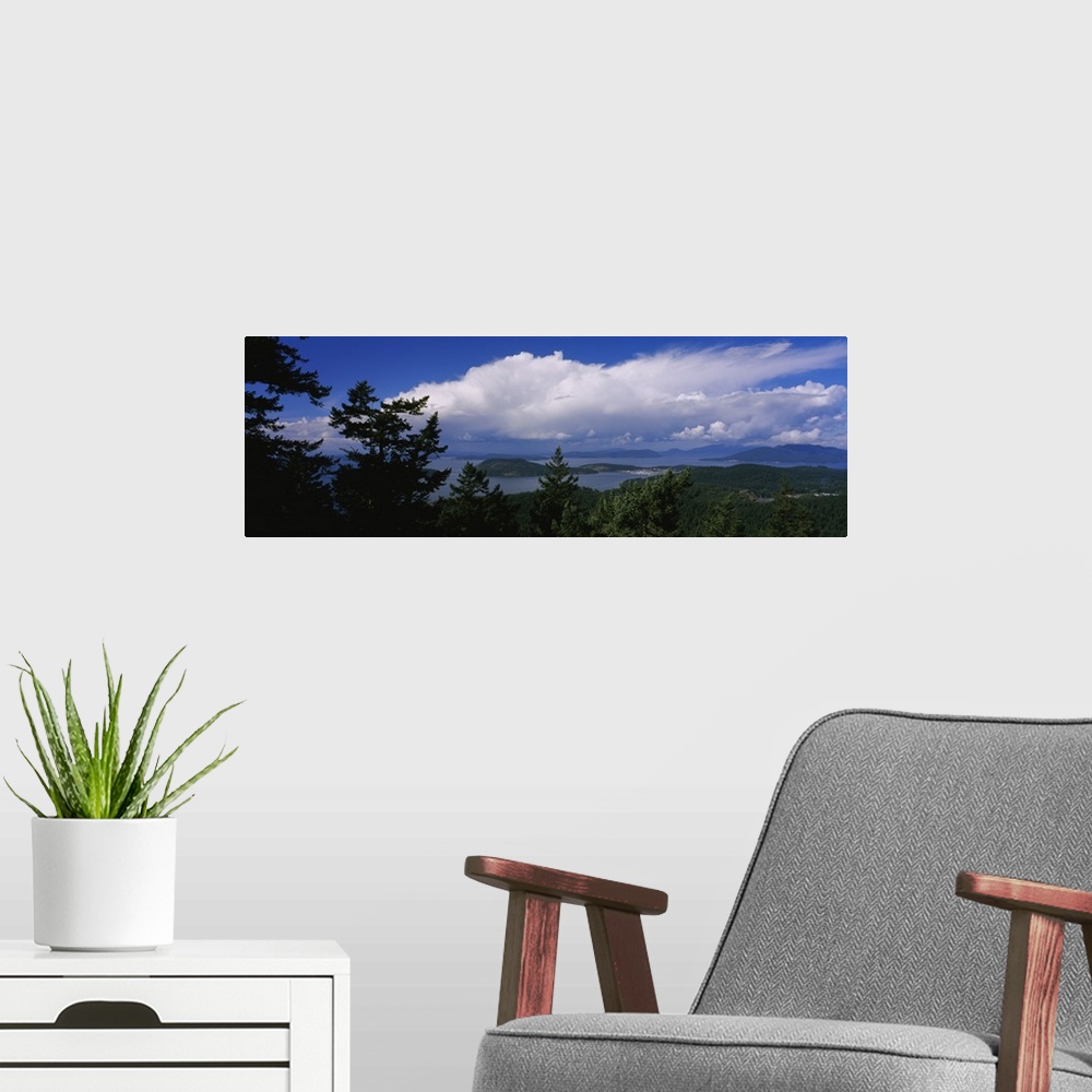 A modern room featuring Clouds over the sea, Mount Erie, San Juan Islands, Fidalgo Island, Skagit County, Washington State