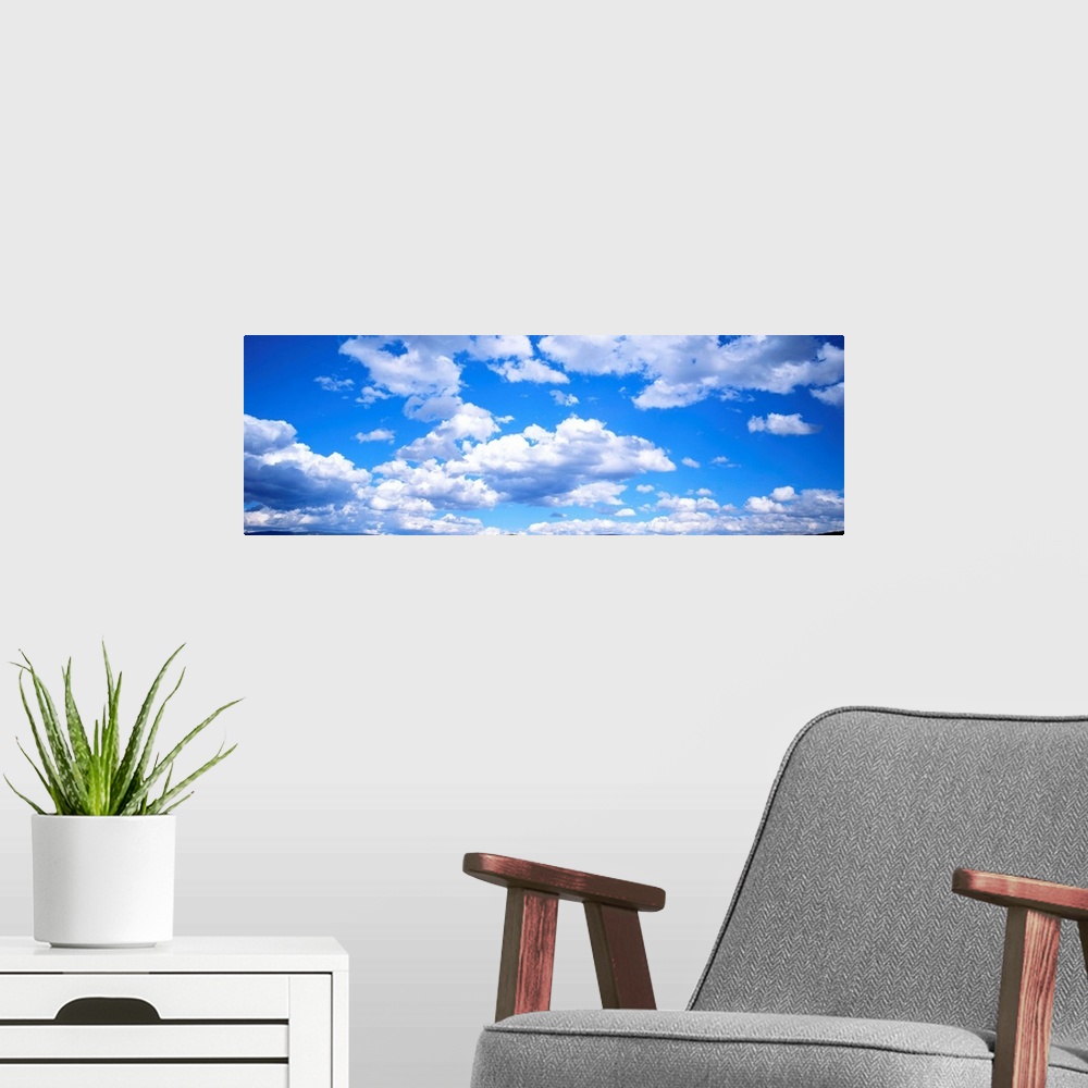 A modern room featuring Cumulus clouds