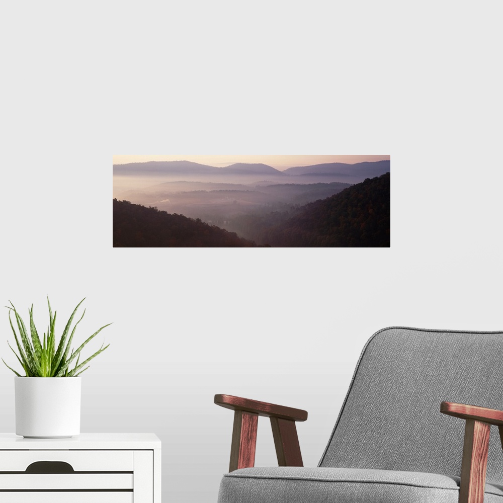 A modern room featuring Fog & Hillsides I-68 Allegany Co Early Morning  MD