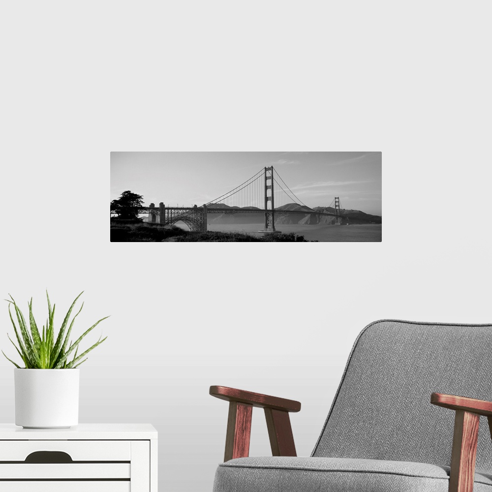 A modern room featuring Golden Gate Bridge, San Francisco, California