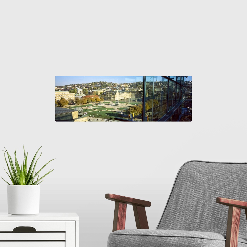 A modern room featuring High Angle View Of A City, Schlossplatz, Stuttgart, Baden-Wurttemberg, Germany