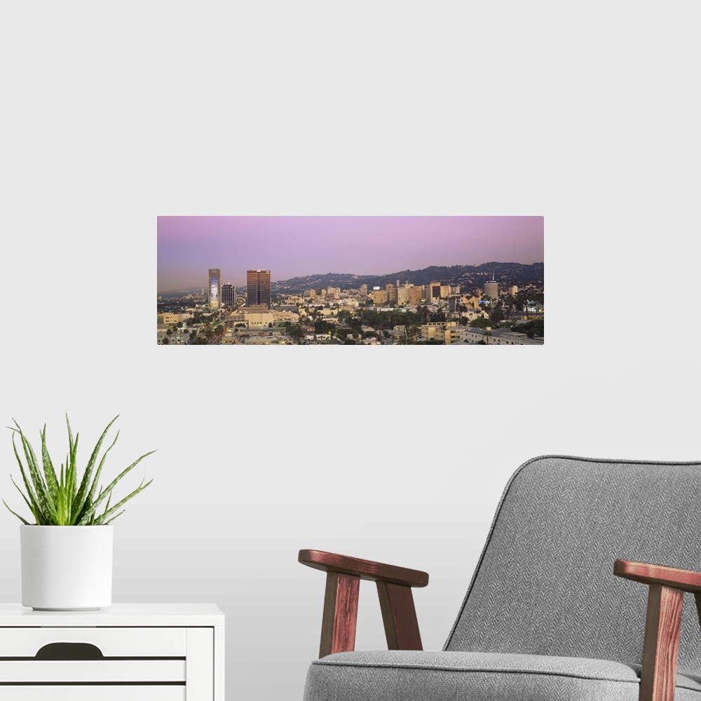A modern room featuring High angle view of a cityscape, Hollywood Hills, City of Los Angeles, California