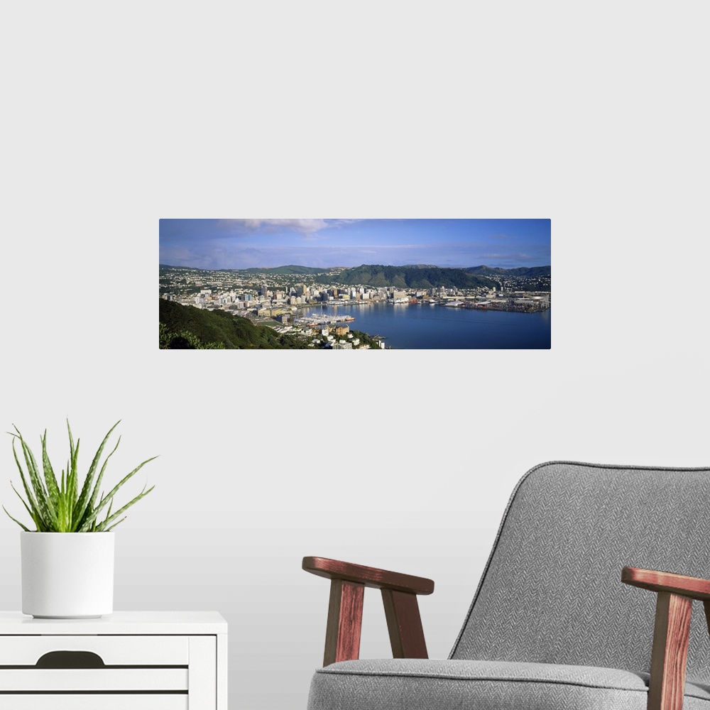 A modern room featuring High angle view of a cityscape, Wellington, New Zealand