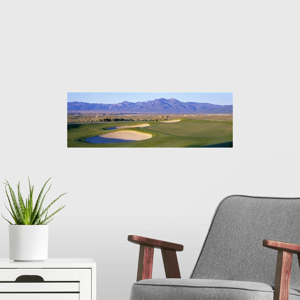 A modern room featuring High angle view of a golf course, Taos, New Mexico
