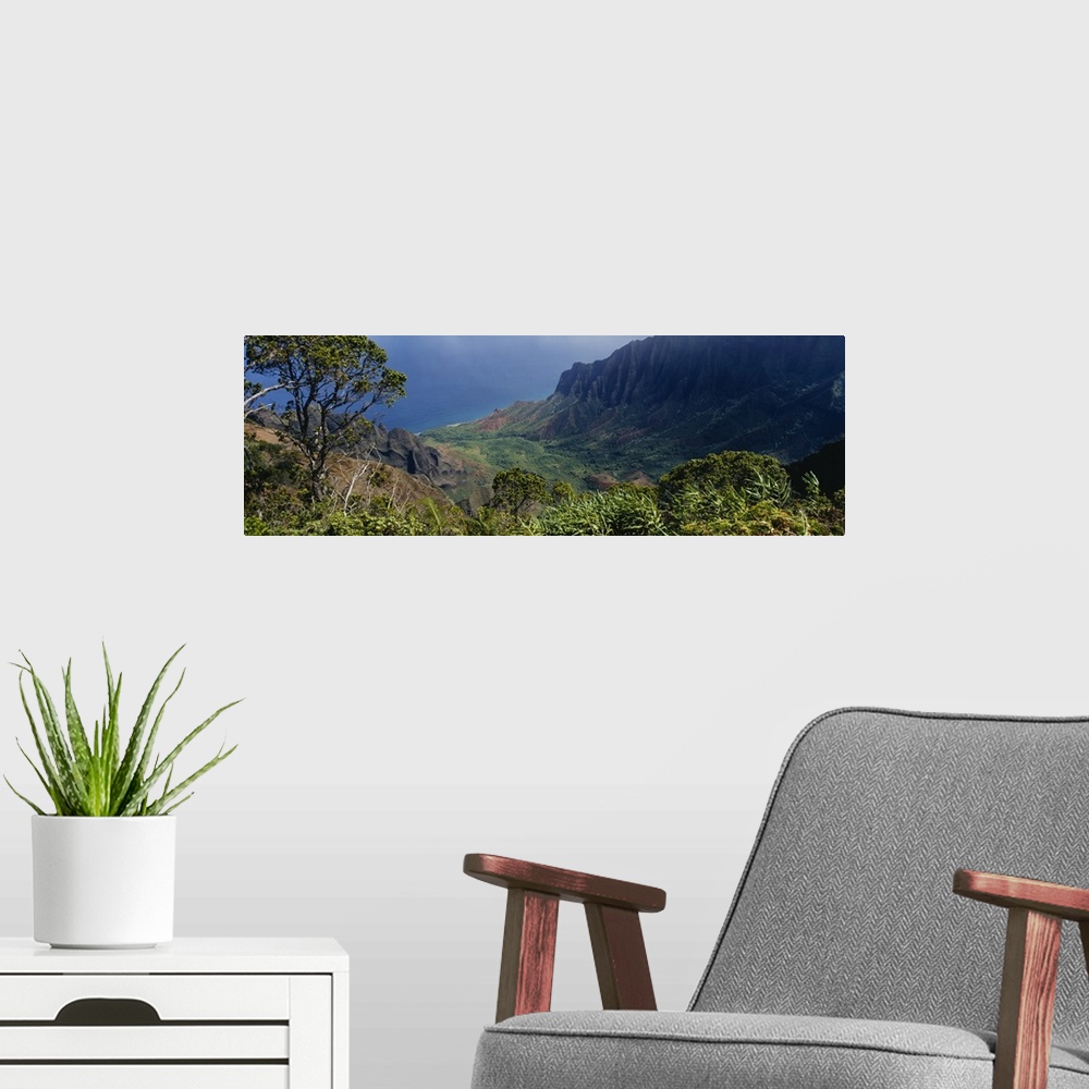 A modern room featuring High angle view of a valley, Kauai, Hawaii